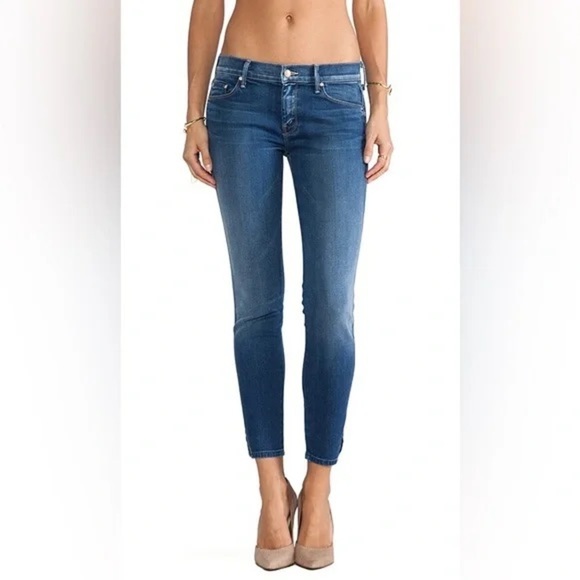 MOTHER The Vamp Spiked Heels to Tractor Wheels Skinny Ankle Jeans Blue Size 27 - Picture 2 of 15